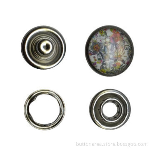 11mm snap button with printing, rubber enameled
